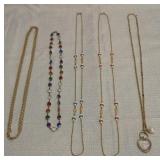 gold-tone station and chain necklaces