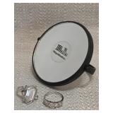cosmetic mirror & silver-tone fashion rings