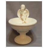 vintage ceramic cherub pedestal trinket bowl