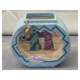 vintage, hand-painted ceramic vase