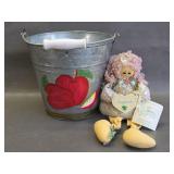 galvanized metal bucket & August Lil Gabbers Doll