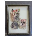 Yorkshire Terriers Trio Framed 3D Art-as is