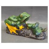 cast iron two-frogs mechanical coin bank