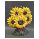 vintage cast iron sunflower bouquet doorstop