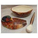 vintage Italian ceramic pheasant soup tureen