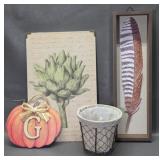 Ashland Home decor - artichoke, feather, etc