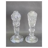 crystal pedestal salt and pepper shakers-as is