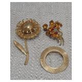 vintage-style gold-tone costume jewelry brooches