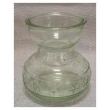 Glass Bulb Forcing Vase With Embossed Flower Motif
