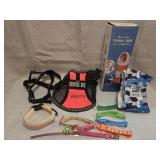 Small pet vest, various collars, harness, etc