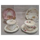 four vintage teacup and saucer sets