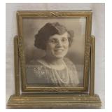 antique Art Deco tabletop wood swing-tilt photo
