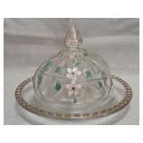 hand-painted domed covered butter dish