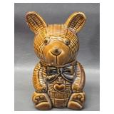 vintage ceramic woven teddy bear honey pot