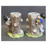 vintage ceramic tree stump planters - Korea