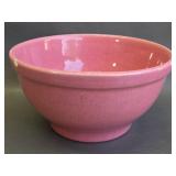 vintage pink glazed ceramic mixing bowl - as is