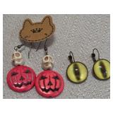 jack-o'-lantern & cat eye earrings