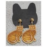 vintage Avon 'Pretty Kitty' amber enamel earrings