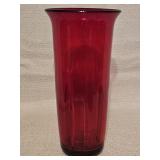 Antique Tall Thick Red Glass Vase