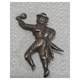 Vtg Mexican silver flamenco dancer brooch