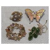 collection of vintage brooches