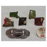 vintage souvenir and state-themed lapel pins