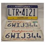 Pennsylvania & California License Plates