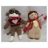 DanDee sock monkey & vintage stockinette doll