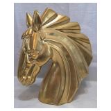 glossy gold-finished ceramic horse head sculpture