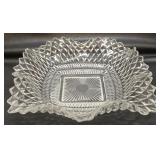 vintage clear pressed glass nut dish - chipped