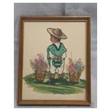 vintage framed Mexican folk art piece