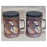 tin salt and pepper winter goose shakers
