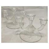 3-Light Glass Candelabras