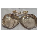 Silver/gold plated brass dual apple candy dish