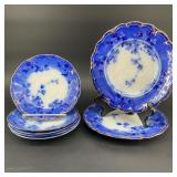 Antique Flow Blue Bread Plates & Saucers