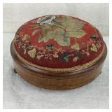 Antique English Walnut Beaded Tuffet Footstool