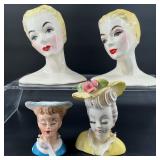 Vintage Glamour Lady Head Vases