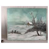 Winter Landscape Vintage Painting On Canvas