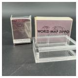 Vintage Platinum Plated World Map Zippo