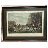Antique English Fox Hunt Hand Colored Engraving