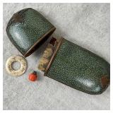 1800's Natural Green Shagreen Purse