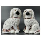 Pair Of Antique English Staffordshire Spaniels