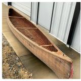 Antique Thompson Bros wood Canoe