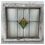 Antique Stained Glass Window In Chippy White Frame