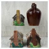 Vintage Crock Jug & Porcelain Decanter Bottles