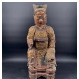 Antique Giltwood Hand Carved Chinese Temple Diety