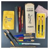 Collection Of Vintage Mr. Peanut Pens & Pencils