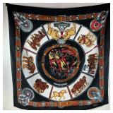 Hermes Chevaux De Trait Style Silk Horse Scarf