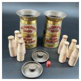 Antique Triangtois Dairy Toy Milk Churns & Bottles