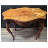 Vintage Floral Marquetry Table Cabriole legs